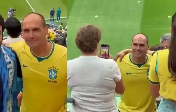 VORCARO PAGOU? EDUARDO BOLSONARO ASSISTE JOGO DO BRASIL EM ÁREA VIP DE R$ 180 MIL O INGRESSO